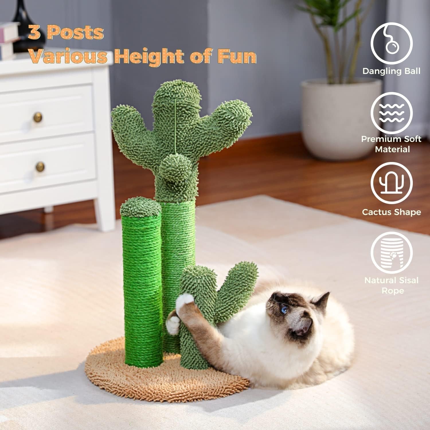 pawz-road-cactus-cat-scratching-post-23-cat-scratcher-with-toy-ball-cactus-cat-tree-with-3-sisal-carpet-scratching-posts-soft-carpet-base-top-interactive-ball-for-indoor-cats
