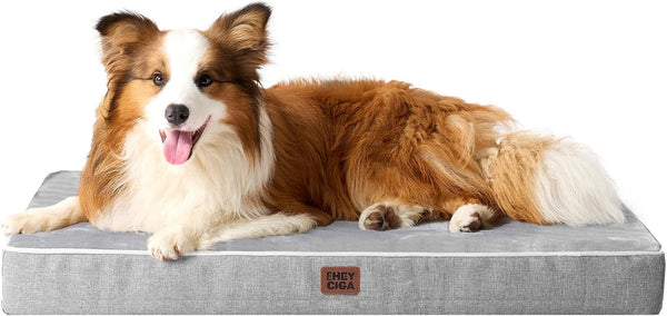 EHEYCIGA Medium Memory Foam Dog Crate Bed Washable, 30X20Inch, Grey | High Density Egg Crate Foam, Waterproof Liner, Removable Easy Clean Cover, Non-Slip Bottom, Fits Crate, Floor and Sofa15