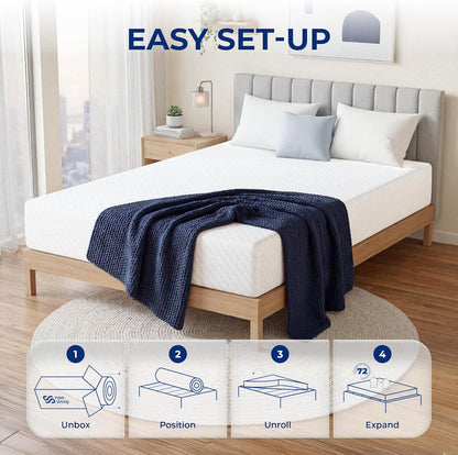Twin 6 Inch Cooling Gel Memory Foam Mattress Pressure Relief | Medium Feel, Removable Washable Cover, Anti-Slip Bottom, Bed in a Box, Breathable, Fiberglass Free, Certipur-Us Certified8
