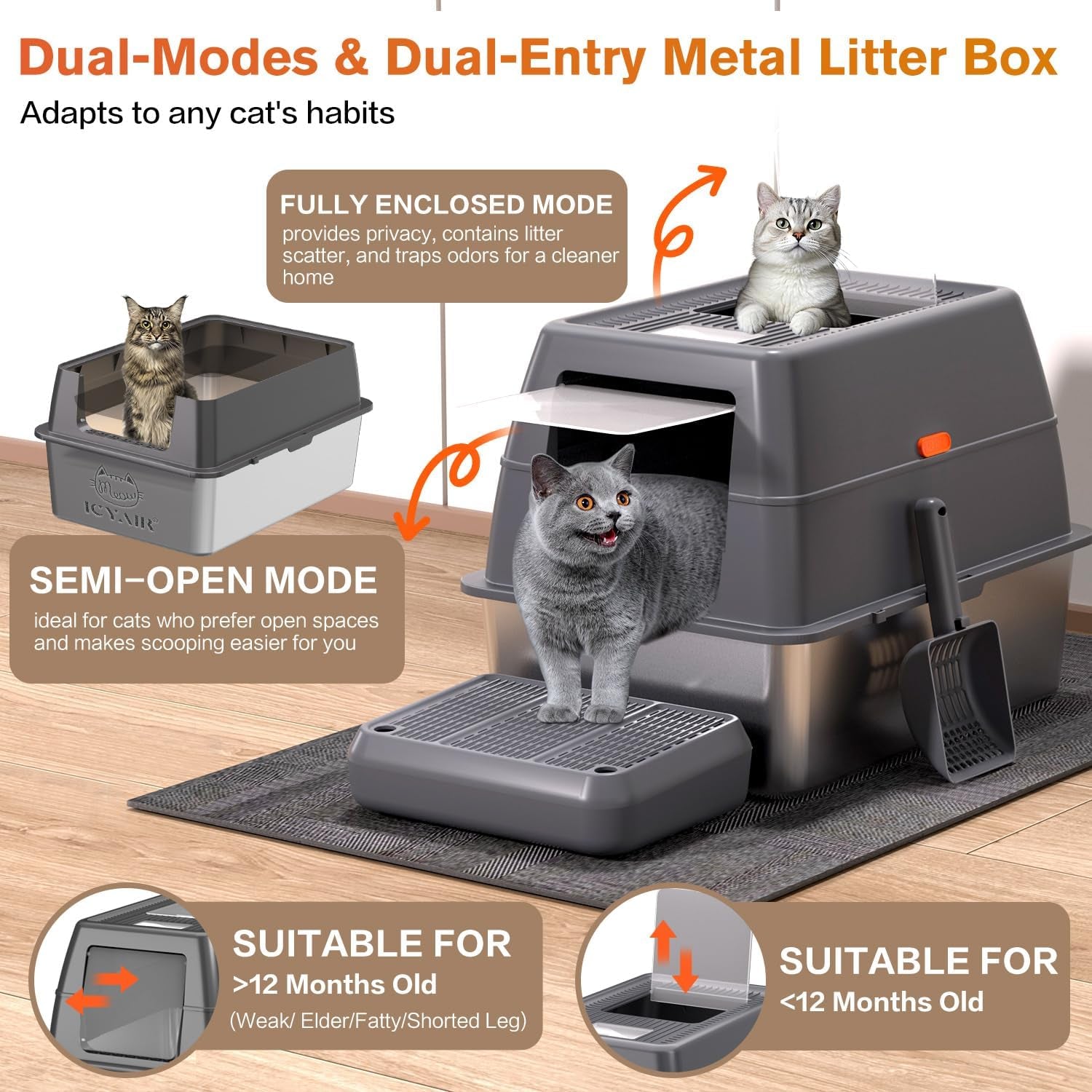 xxxl-stainless-steel-litter-box-with-lid-extra-large-28-lx20-dx18-1-h-litter-box-for-big-cats-enclosed-jumbo-metal-litter-boxes-with-removable-cover-footboard-anti-leakage-odorless