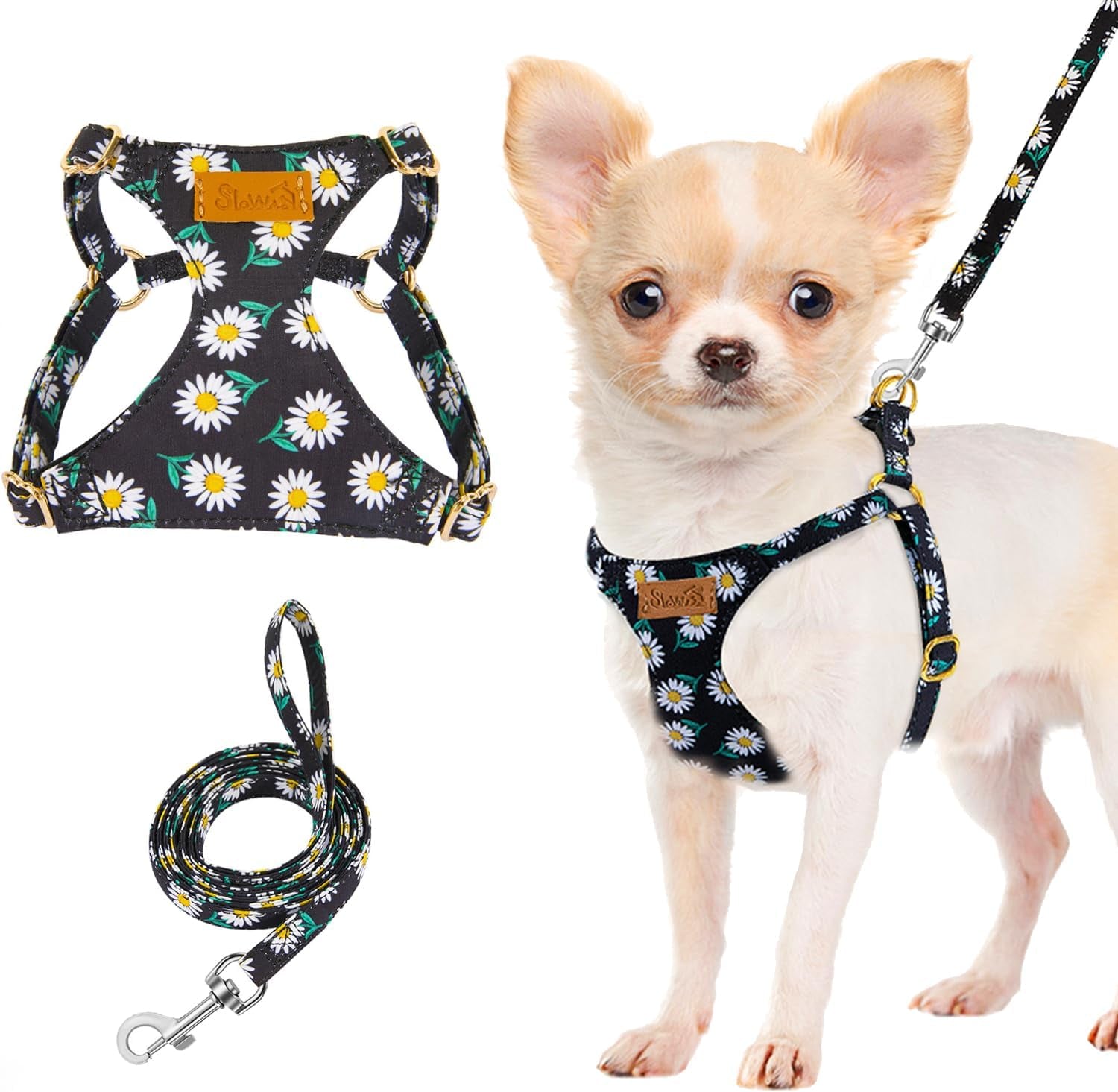 lukovee-no-pull-puppy-harness-and-leash-set-adjustable-lightweight-soft-suede-pet-harness-vest-with-snap-buckle-51in-leash-for-small-medium-dogs-pink-rose-xxs