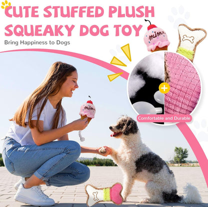 BAEJMJK 6 Pack Puppy Teething Toys Pink Small Breed Dog Chew Toys with Rope Cute Soft Rubber Puppy Toys Set for Cleaning Teeth Interactive Pet Doggy Bone Toys3
