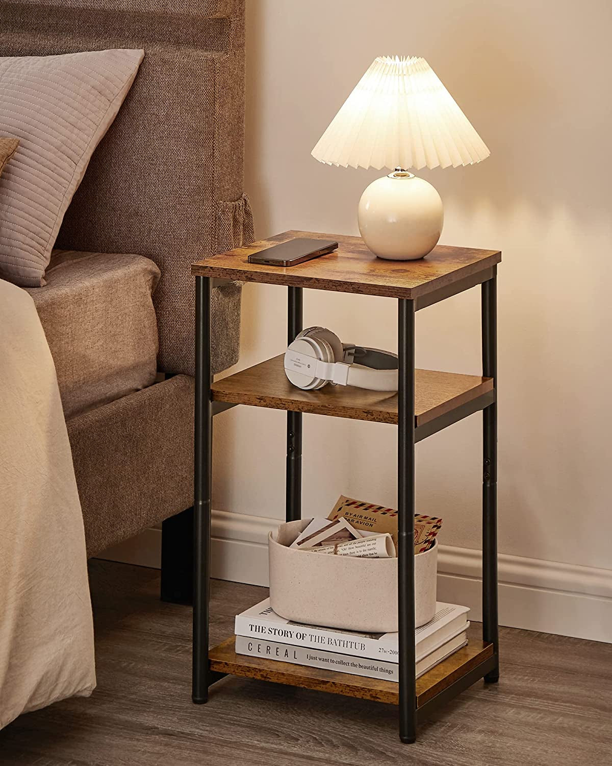 vasagle-side-table-small-end-table-tall-nightstand-steel-frame-for-living-room-bedroom-office-bathroom-rustic-brown-and-ink-black-ulet273b01