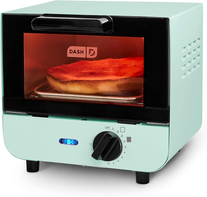 Mini Toaster Oven | Small Toaster Oven for Dorms, Apartments, & Small Kitchens, Adjustable Timer Dial with Auto Shutoff, Removable Cooking Tray & Crumb Catch, Aqua1