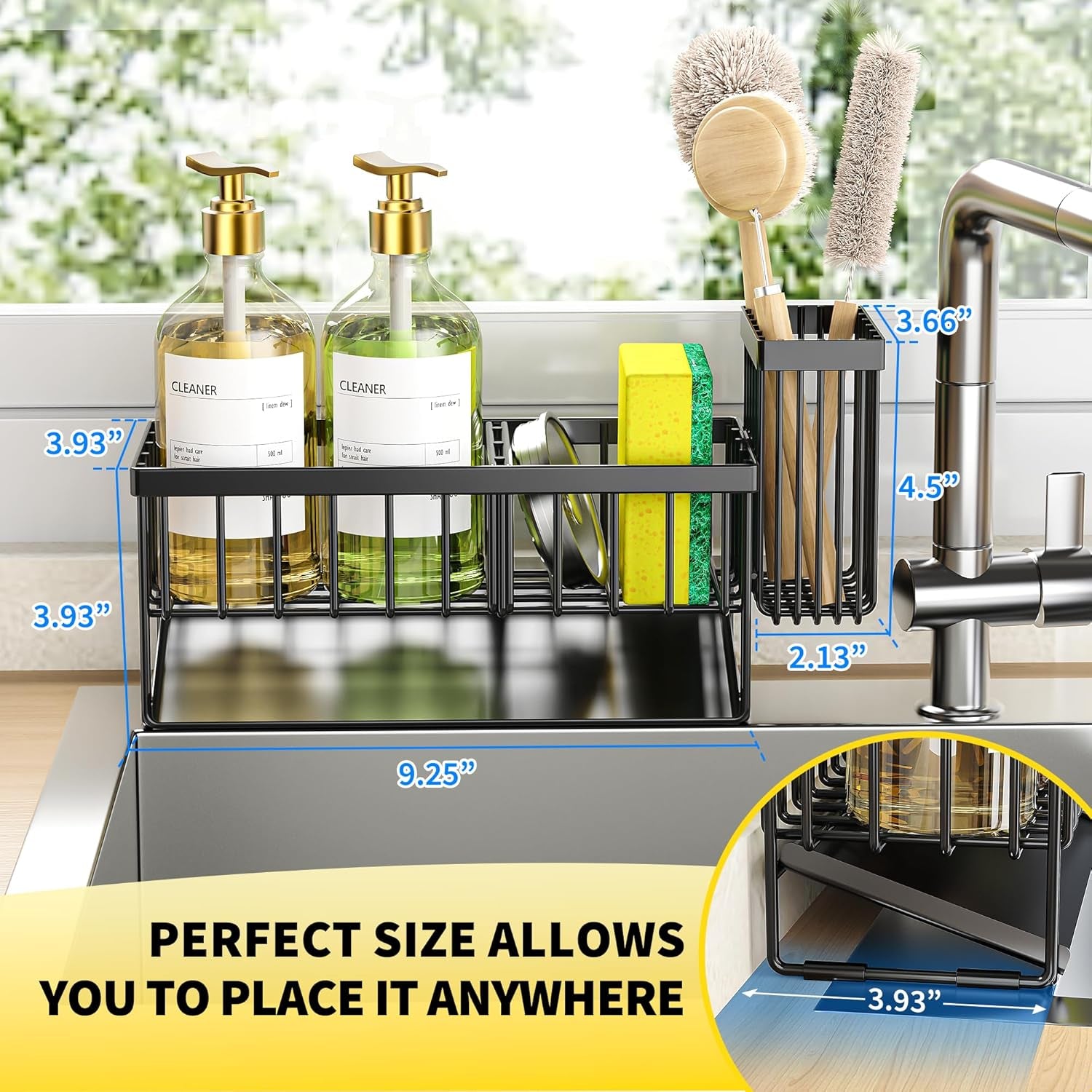 sink-caddy-sponge-holder-for-kitchen-with-brush-holder-and-stainless-steel-self-drain-tray-rustproof-kitchen-sink-organizer-for-sponge-soap-dispenser-storage-accessories
