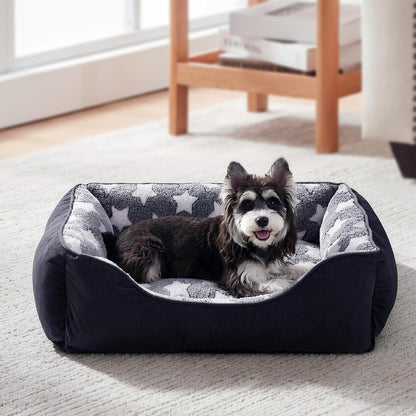 GASUR Small Dog Beds Small Size Dogs, Rectangle Washable Dog Bed, Orthopedic Dogs Sofa Bed, Pet Cuddler Anti-Slip Bottom, Soft Calming Sleeping Warming Puppy Bed (S (20"X 19"X 6"), Black)1