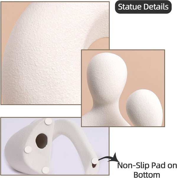 Ceramic Couple Statues for Home Decor, Abstract Lover Sculpture Shelf Decor | Office Decor, Home Decorations for Living Room, Bedroom, Gifts for Anniversary Valentine'S Day Birthday (White)5