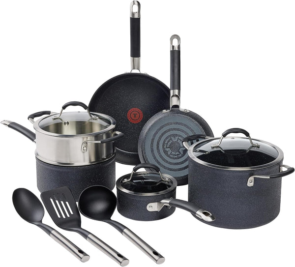 Stone Force Platinum Non Stick Cookware Set 12 Piece, Oven Broiler Safe 400°F, Kitchen Cooking Set W/Fry Pans, Saucepans, Dutch Oven, Tools, Steamer Insert, Lids, Cookware, Dishwasher Safe Black1
