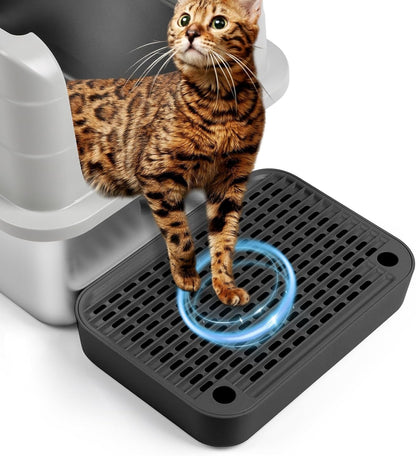 Cat Litter Box Ramp, Litter Box Step Mat with Filter Function Cat Stair for Litter Box, Easy to Clean, 11.8''X 8.2''X 2'' Cats Pedal Step Stool Ideal for Kitten & Elderly Cats (Light Grey)18