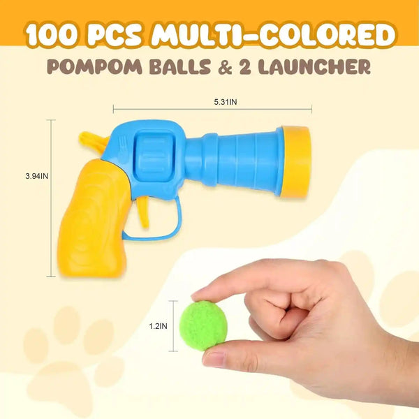 TEAWOO 50Pcs Cat Toys Pom Pom Balls with 1 Launcher Set, Interactive Cat Toy Stuff for Indoor Both Adult & Kitten Toys2