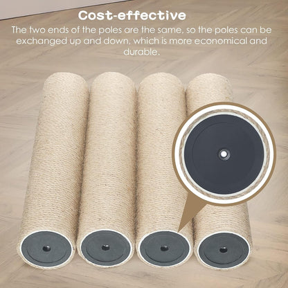 6 Pack Cat Scratching Post Replacement, White Hemp Rope Refill Scratching Post Cat Tree DIY Spare Cat Scratcher Large Cat Tower Refurbishment for Indoor Cats with M8 Screws, 3.5 X 15.8 Inches4