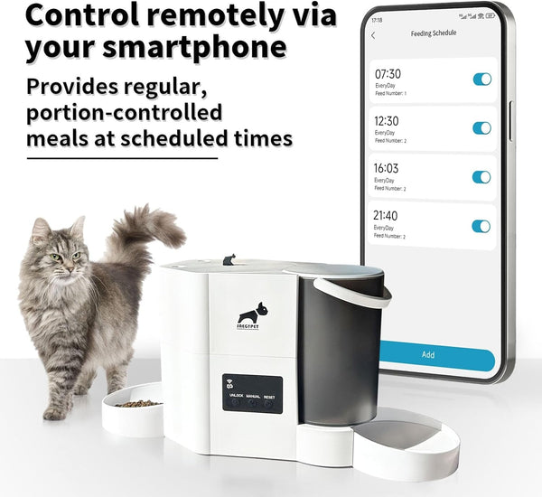 Automatic Cat Feeder 2-In-1 Cat Feeder and Gravity-Fed Water System | 3L Food Tank & 2L Water Tank for Supports 5G/2.4Ghz Dual-Band Wifi APP Remote Control | up to 10 Timed Feedings per Day4