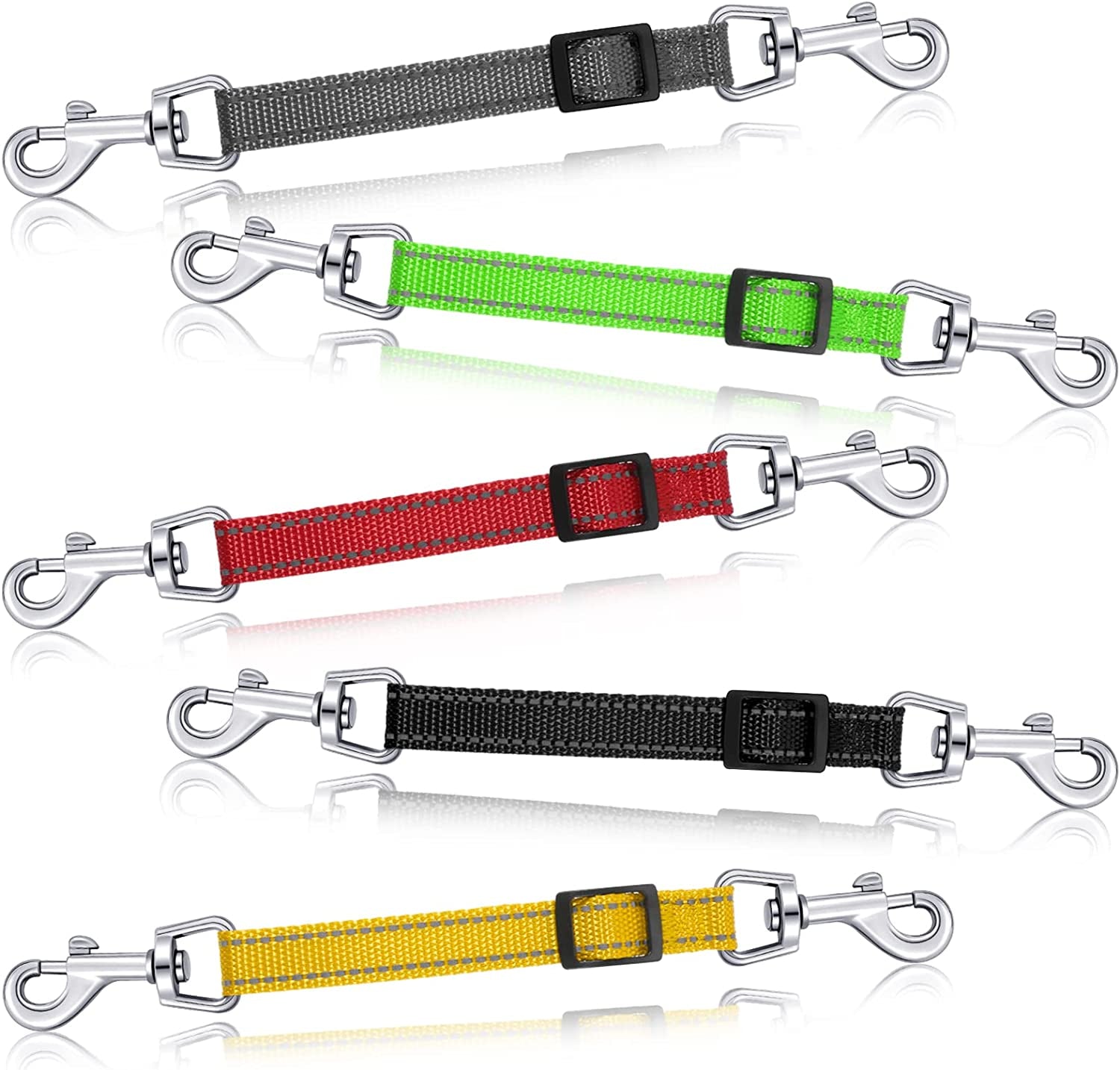 saintrygo-5-pcs-safety-dog-collar-clips-prong-collar-backup-clips-adjustable-reflective-nylon-harness-connector-metal-double-ended-backup-clasp-for-harness-petbright-color