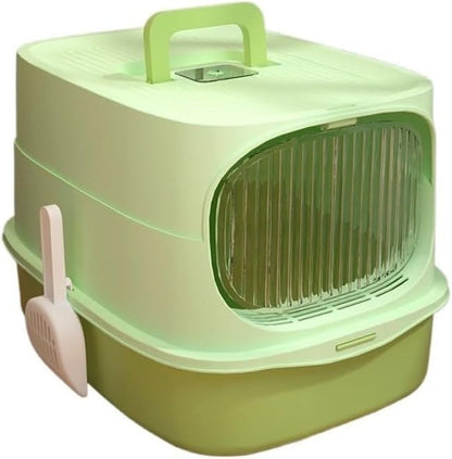 Pet Supplies, Large Plastic Cat Litter Box with Lid & Scoop,High Sides for Big Cats(Gray)8