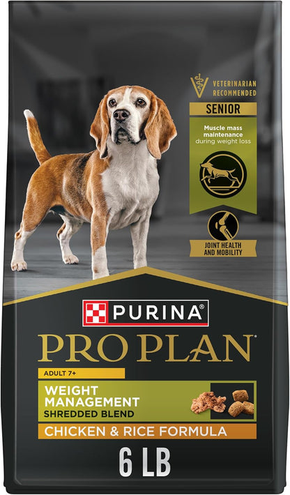 Purina Pro Plan Adult 7 plus Weight Management Shredded Blend Chicken and Rice Formula Senior Dog Food - 6 Lb. Bag1