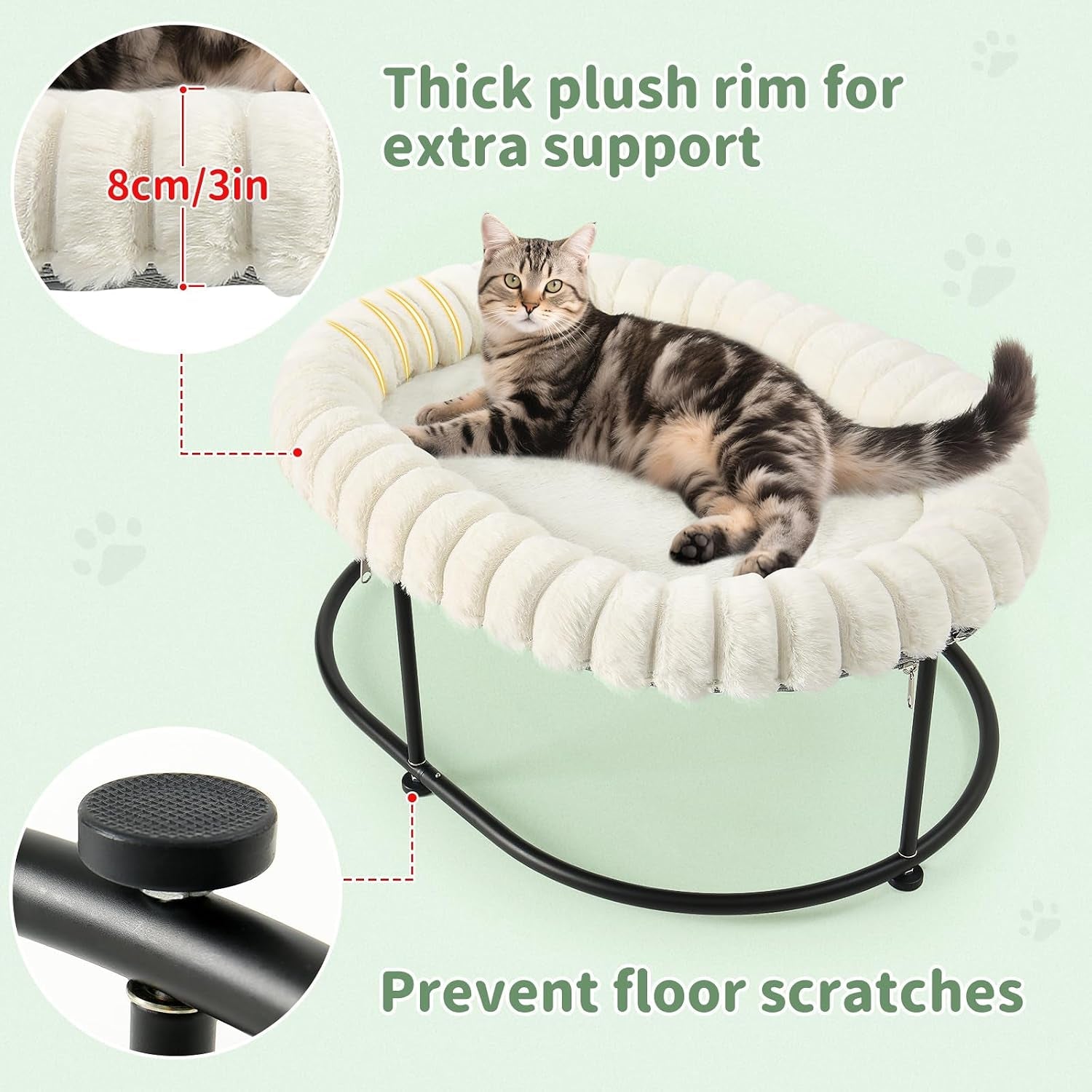 sunhoo-elevated-cat-bed-for-indoor-cats-raised-kitten-hammock-large-high-puppy-cot-off-floor-self-supporting-small-pet-chair-with-metal-frame-washable-cushion-easy-assembly-23-17-8-3-in-white