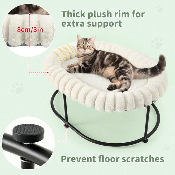 Sunhoo Elevated Cat Bed for Indoor Cats Raised Kitten Hammock Large High Puppy Cot off Floor Self-Supporting Small Pet Chair with Metal Frame Washable Cushion Easy Assembly 23 * 17 * 8.3 in (White)6