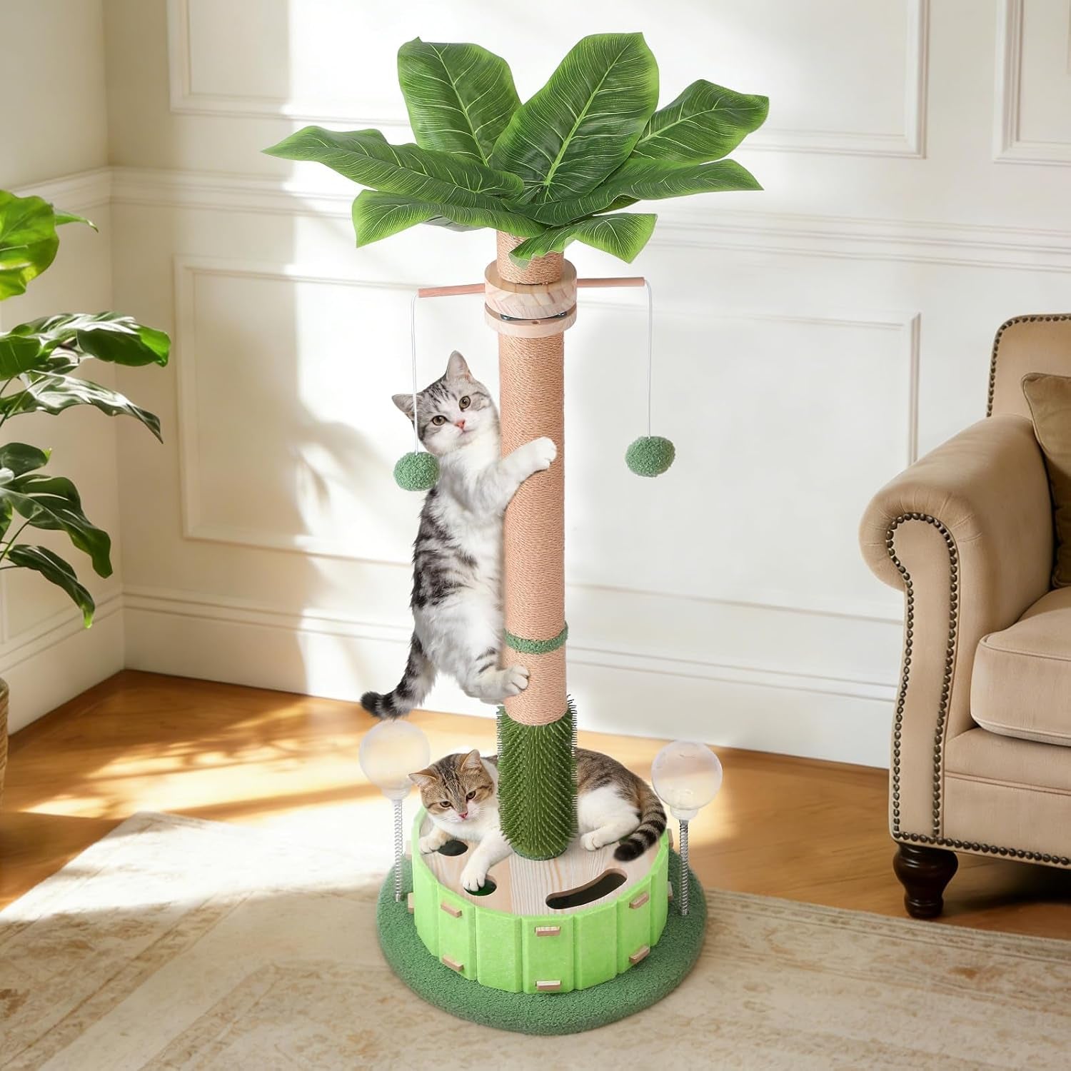 plam-tree-cat-scratching-post-40-tall-with-cat-toys-for-indoor-large-cats-sturdy-base-cat-scratcher-posts-for-adult-cats-with-rotating-hanging-ball-cat-puzzle-toy-and-spring-cat-treat-dispenser