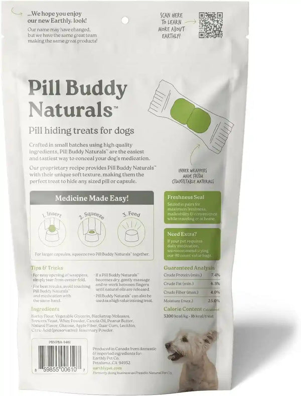 Presidio Earthly Pill Buddy Naturals - PB & Apple Recipe Pill Hiding Treats for Dogs - Make a Perfect Pill Concealing Pocket or Pouch for Any Size Medication - 30 Servings11