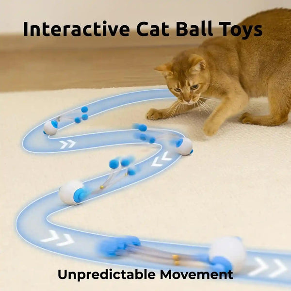 Cat Toys for Indoor Cats, Interactive Cat Toy Ball with Pom-Pom Tails, Automatic Cat Toy Self Play Exercise Toy to Relieve Boredom for Kitten & Adult Cats (Blue)5