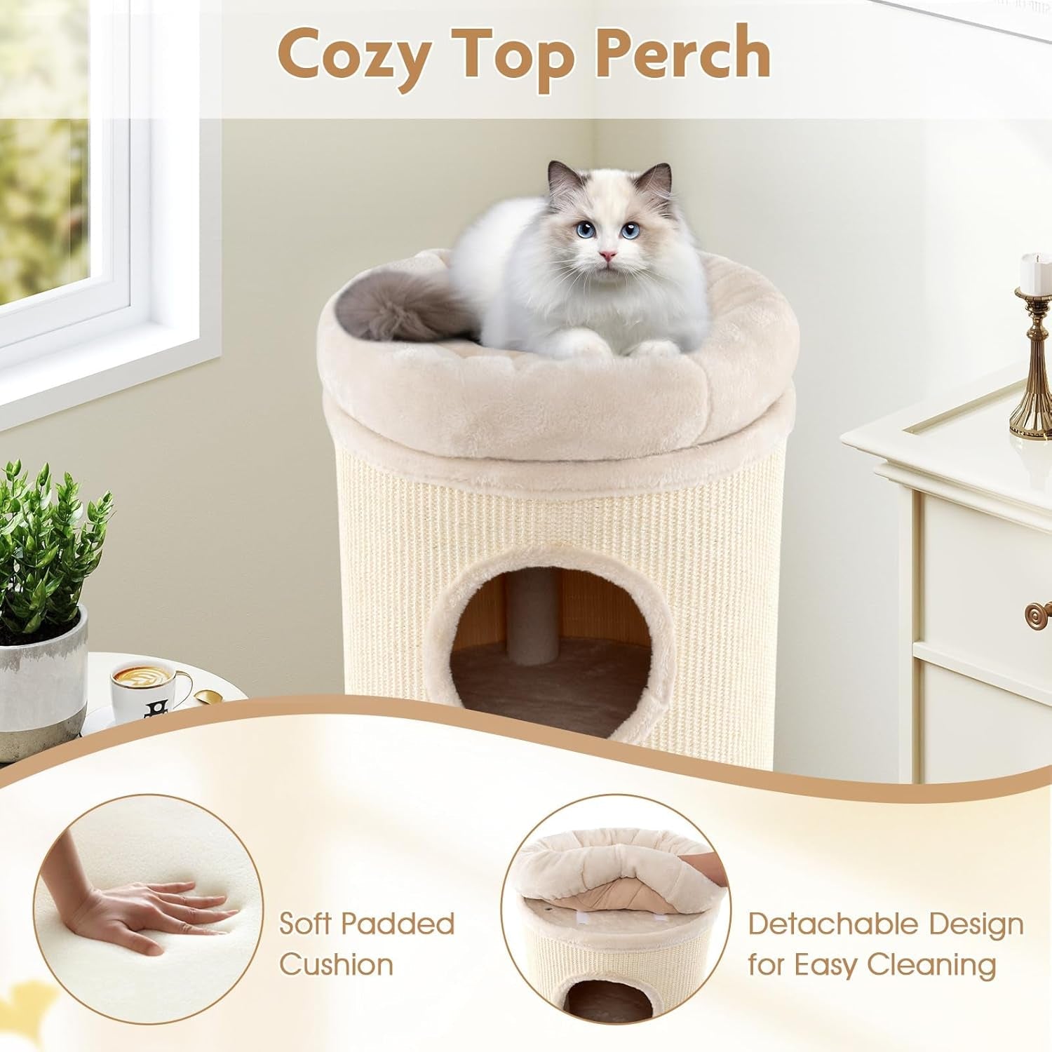 tangkula-4-story-cat-tree-condo-49-barrel-shaped-cat-house-with-detachable-sisal-scratching-board-3-hideaways-removable-soft-top-plush-bed-interior-bamboo-mat-modern-cat-tower-for-indoor-cats