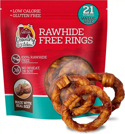 Country Kitchen Rawhide Free Beef Rings Dog Chews, Made with Real Beef, Highly Digestible, Gluten Free, 7 Count13