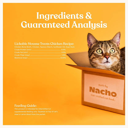 Made by Nacho Lickable Cat Treats Mousse Tubes 12 Count with Bone Broth Chicken Recipe (.5 Oz) No Grains, Corn, Wheat or Soy6