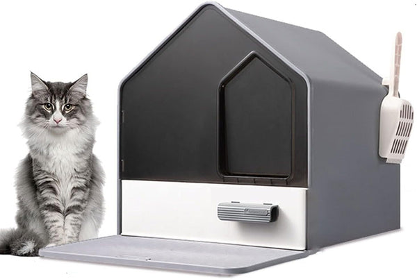 Dog Potty Training Toilet ﻿ Cat Litter Tray Fully Enclosed Drawer Type Oversized Villa Toilet Deodorant Sandbox Splash Proof Box Pink Green and Black(B)1