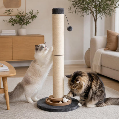 Heavy Duty Cat Scratching Post, 35 Inch Tall Cat Scratcher Cat Tree Tower with Hanging Ball for Indoor Cats Adults,Sisal Scratching Post with Toys1