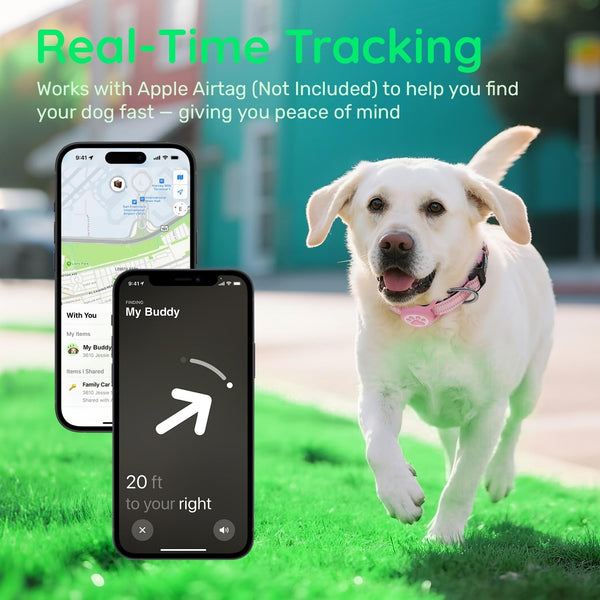 Airtag Dog Collar, Reflective Ultra-Durable Nylon Padded with QR Code Buckle & IP68 Waterproof Air Tag Holder Compatible for Apple Airtag, Comfortable for Small Medium Large Dogs(Pink,S)3