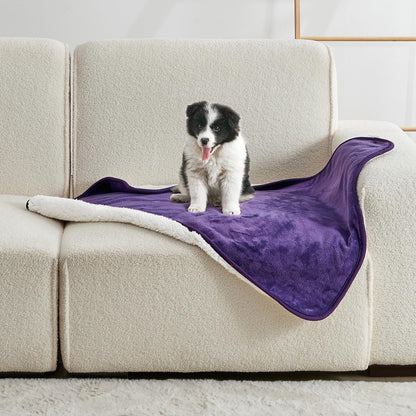 Waterproof Blanket for Bed Couch Sofa, Soft Liquid Pee Proof Pet Blanket for Dog Puppy Cat, Reversible Sherpa Fleece Furniture Protector (Dark Purple, 50X60 Inches)20