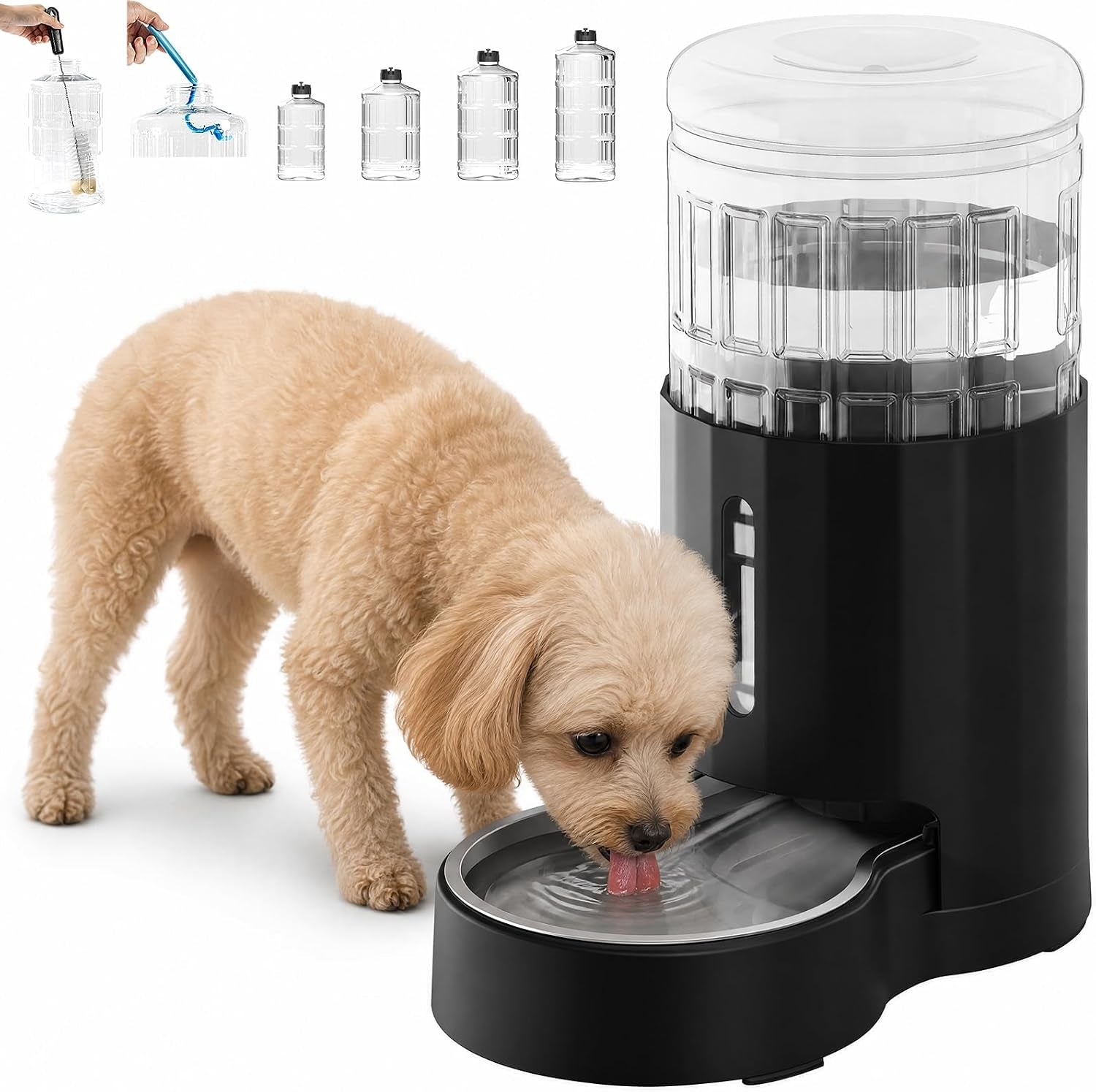 czpet-dog-water-bowl-dispenser-5l-wider-mouth-gravity-refilling-black-automatic-cat-waterer-with-removable-stainless-steel-bowl-upgraded-brush-easy-cleaning-large-drinking-area-for-multi-pet