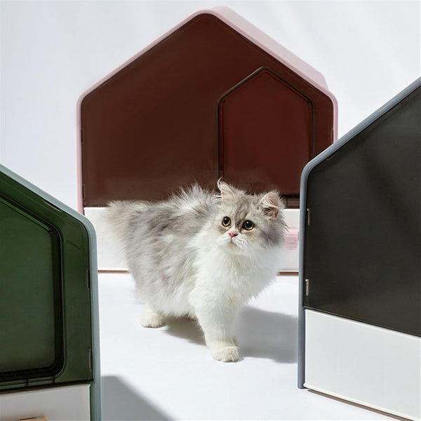 Dog Potty Training Toilet ﻿ Cat Litter Tray Fully Enclosed Drawer Type Oversized Villa Toilet Deodorant Sandbox Splash Proof Box Pink Green and Black(B)7