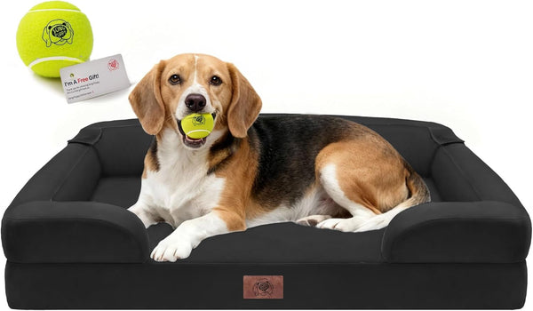 Waterproof Orthopedic Dog Bed for Extra Large Sized Dogs | Memory Foam Pet Bed Sofa with Bolster, Dog Couch with Washable Cover & Non-Slip Bottom, 42X30 Inch, Grey40