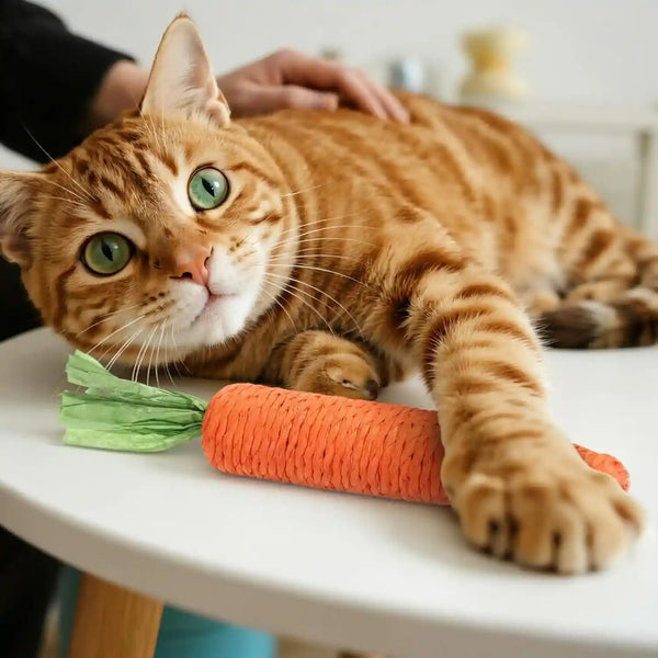 2 PCS Kitten Teething Toys for Indoor Cats, Cat Chew Toy Natural Sisal Cat Teething Toys Orange Carrot Interactive Cats Kicker Toy Interactive Kitten Kicker for Indoor Kitty Exercise3