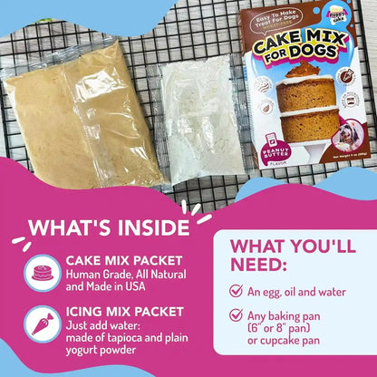 Puppy Cake Peanut Butter Dog Birthday Cake Mix with Icing - Wheat-Free, Easy to Bake/Microwave - Natural Ingredients - Made in the USA5