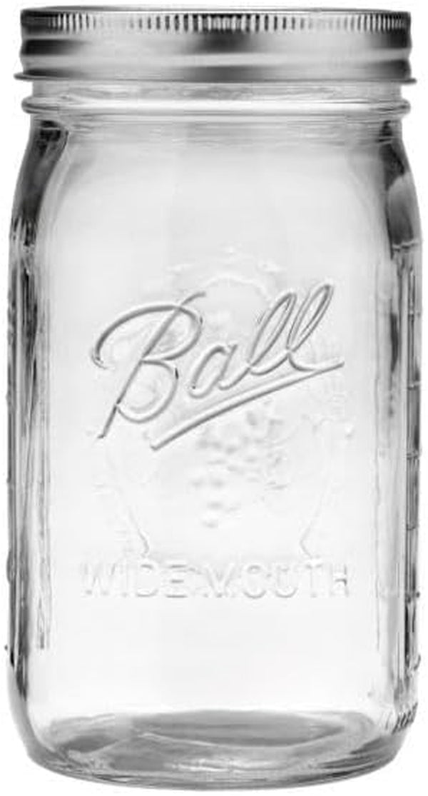 Quart (32Oz) Jar with Silver Lid, Wide Mouth, Set of 22