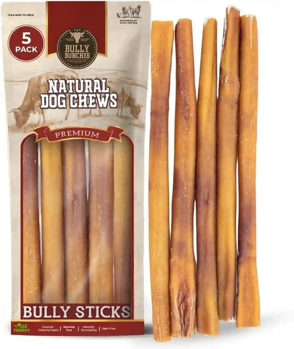 Bully Bunches Premium (6" Standard - 5 Pack) Odor-Free Bully Sticks for Small to Medium Dogs & Puppies - Consistently Sized, Long Lasting Chews for Oral Care - All Natural, 100% Beef Dog Treats11