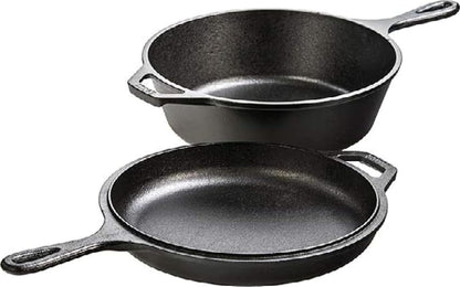 Cast Iron Combo Cooker, 3.2 Quart Deep Pot & 10.25 Inch Skillet Lid | 2-In-1 Deep Pot & Skillet Set, Dutch Oven with Skillet Lid for Sourdough, Frying & Camping, Non-Toxic, Pfas-Free1