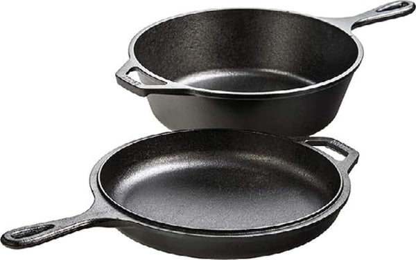 Cast Iron Combo Cooker, 3.2 Quart Deep Pot & 10.25 Inch Skillet Lid | 2-In-1 Deep Pot & Skillet Set, Dutch Oven with Skillet Lid for Sourdough, Frying & Camping, Non-Toxic, Pfas-Free1