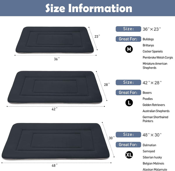 Dog Bed Soft Dog Crate Bed Pad Mat, 42 in Non Slip Bottom Washable Beds for Large Dogs, Pet Bed Mattress Kennel Pad, Dark Blue Gray6