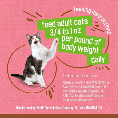 Purina Friskies Wet Cat Food Extra Gravy Pate with Salmon in Savory Gravy - (Pack of 24) 5.5 Oz. Cans9