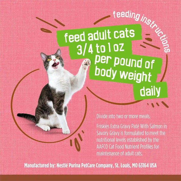 Purina Friskies Wet Cat Food Extra Gravy Pate with Salmon in Savory Gravy - (Pack of 24) 5.5 Oz. Cans9