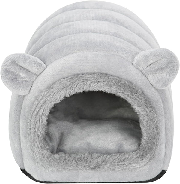 Hedgehog Bed Cave Nest Hideout, Hamster Guinea Pigs Small Animals Cage Supplies Warm House-Gray3