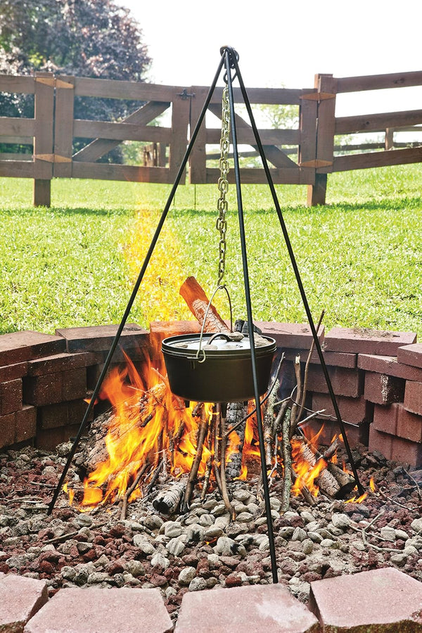 L10DCO3 Cast Iron Deep Camp Dutch Oven (5-Quart) and  3TP2 Camp Dutch Oven Tripod (43.5-Inch, Black)6