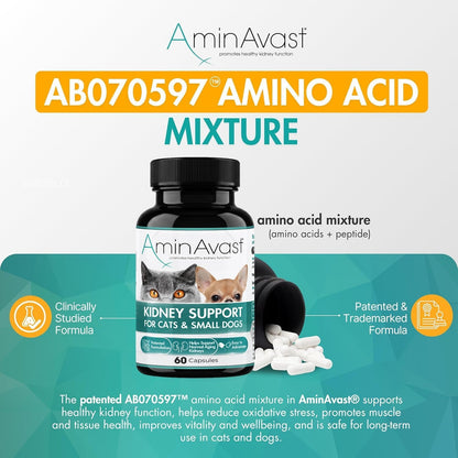 Aminavast 300Mg Kidney Support for Cats & Small Dogs, 60 Sprinkle Capsules | Feed Directly or Open Capsules & Mix with Food, Amino Acid and Peptide Blend for Cats and Small Dogs up to 20Lb3