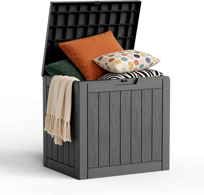 35 Gallon Outdoor Deck Box Lockable Waterproof Storage Black | Heavy-Duty Resin Container for Indoor and outside Use. Patio Cushions, Garden Equipment, Pool Accessories, Outdoor Tools1