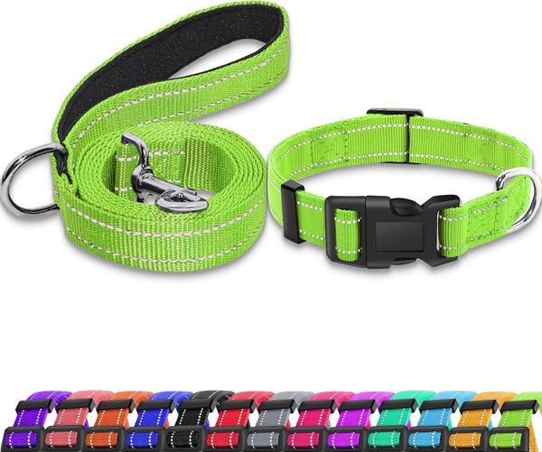 Reflective Dog Collar with Safety Locking Buckle, Adjustable Soft Breathable Nylon Collars for Small, Medium and Large Dogs(Collar+Leash XS Width 5/8" Turquoise) | Adjustable Soft Breathable Nylon Collars for Small, Medium and Large Dogs (XS Width 5/8" Turquoise)9