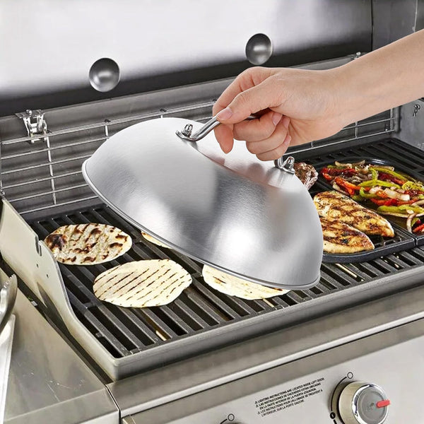 2 Pcs 9 Inch Stainless Steel Griddle Melting Cheese Dome Wok Lids- Commercial Grade Basting and Steaming Cover- Best for Use in Flat Top Grills4