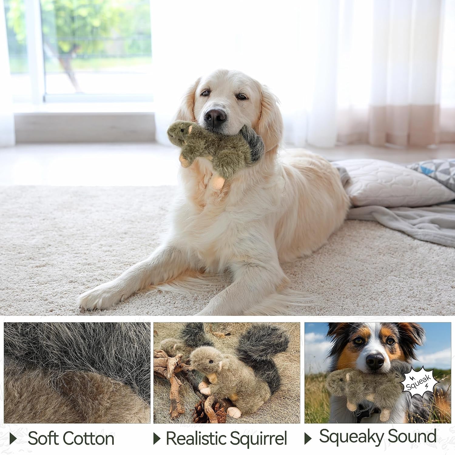all-for-paws-interactive-dog-squirrel-plush-squeaky-toy-perfect-puppy-enrichment-toy-large